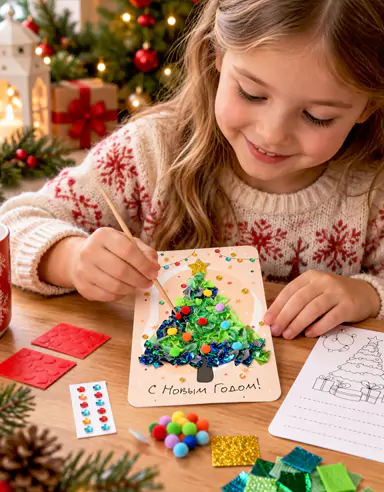 Kit de bricolage artisanal d'autocollants tridimensionnels de Noël pour enfants